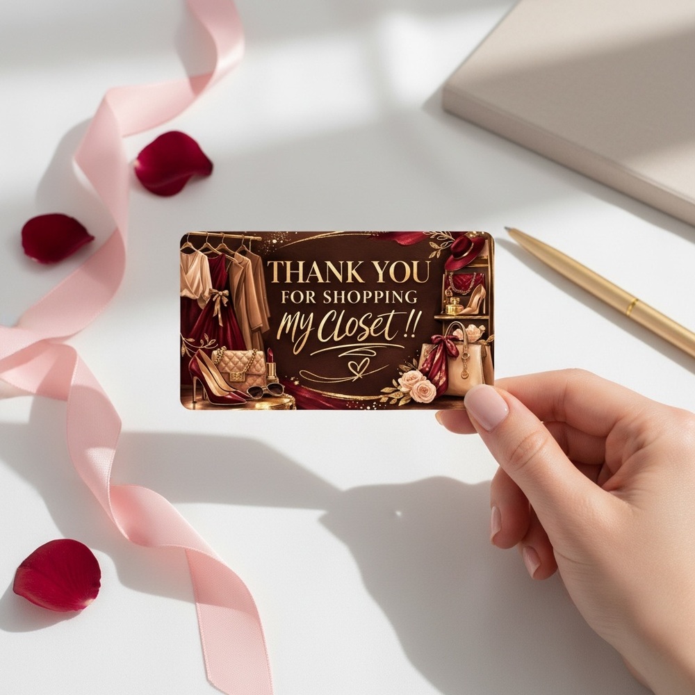50 Thank You Cards for Small Business | Poshmark Closet Inserts 3.5x2” - Picture 2 of 2